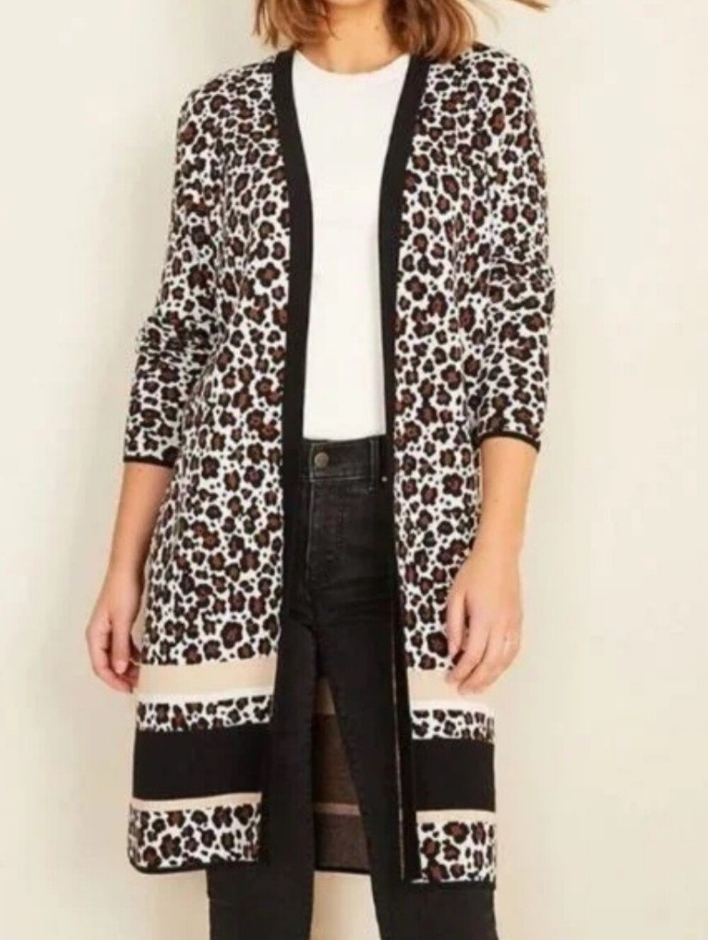 Ann Taylor Animal Print Long Cardigan